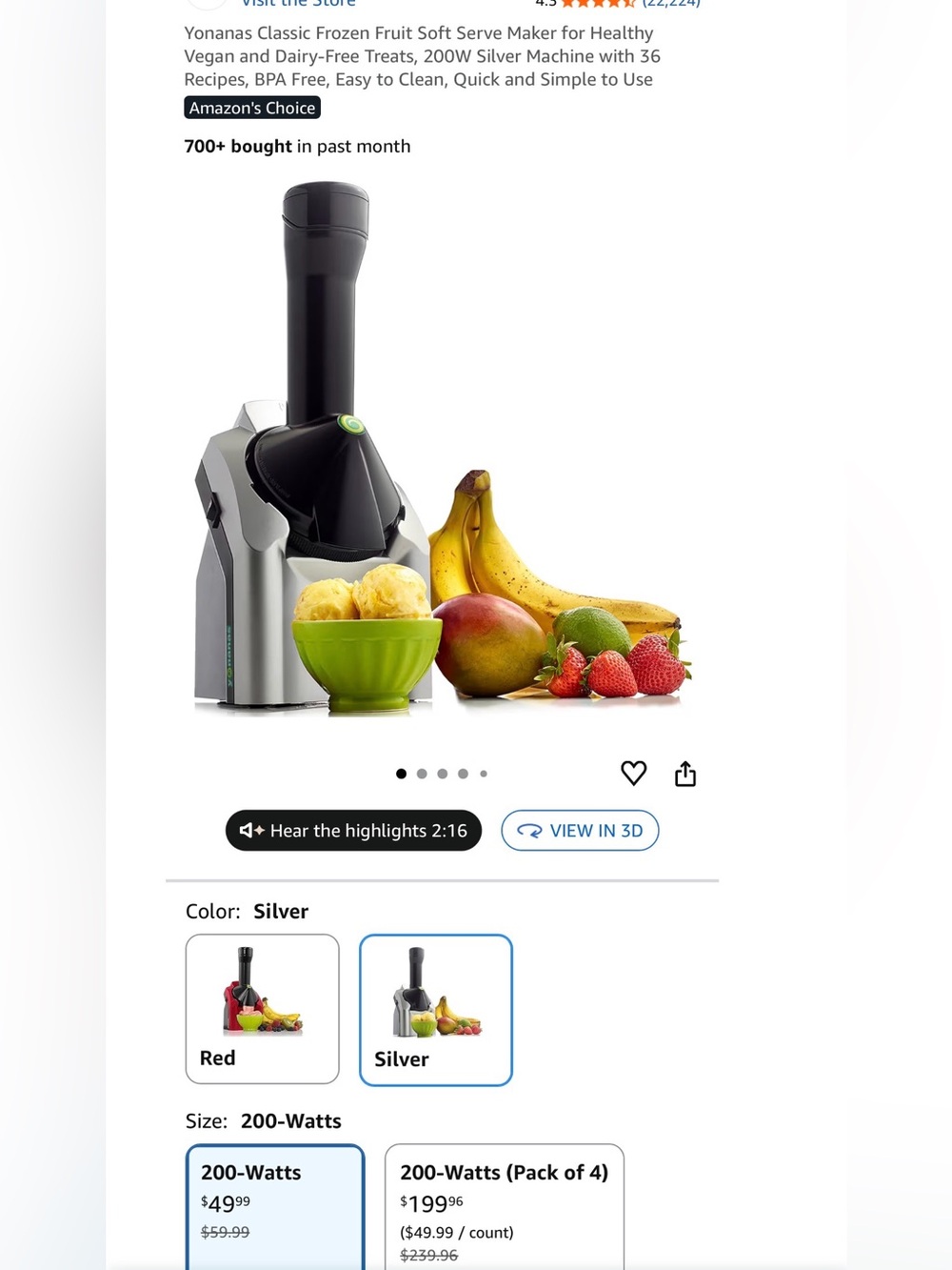 Yonannas-Classic Frozen Fruiy Soft serve Maker